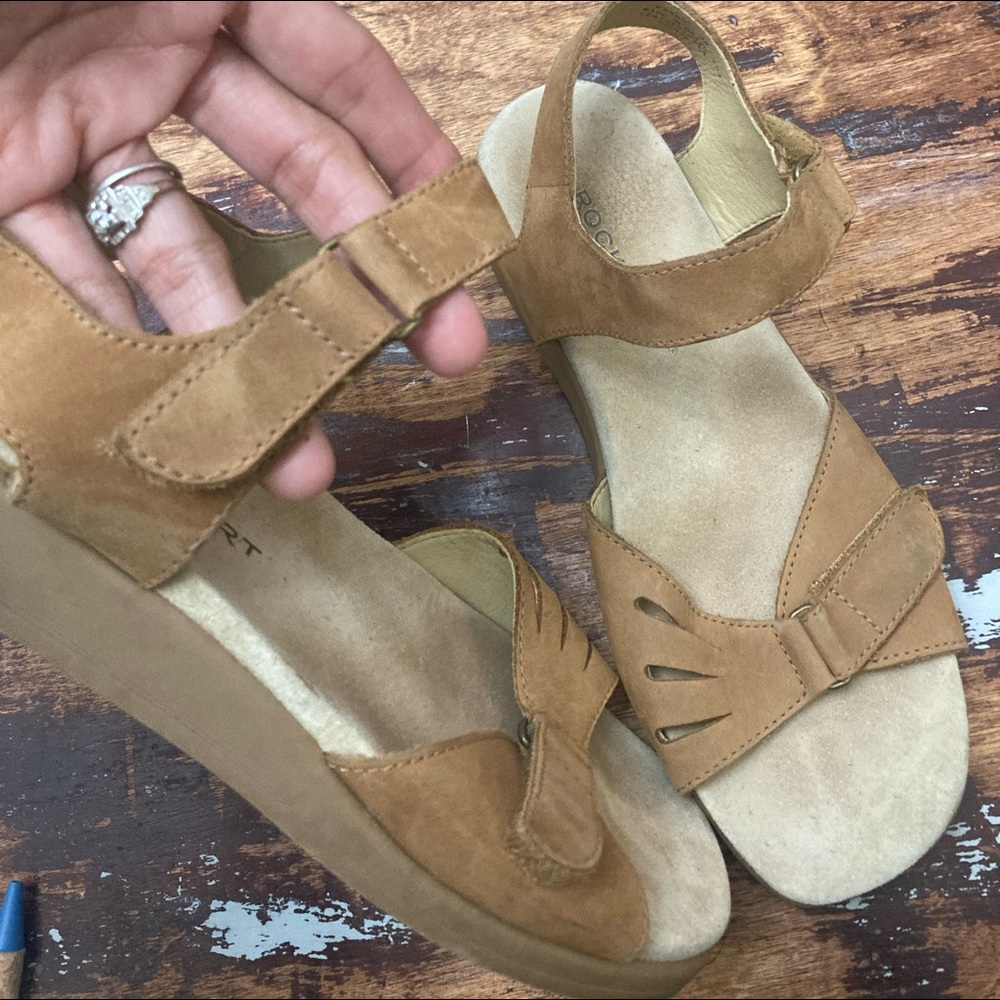 EUC Rockport Suede Open Toe Sandals Women’s Size 7 - Picture 2 of 7
